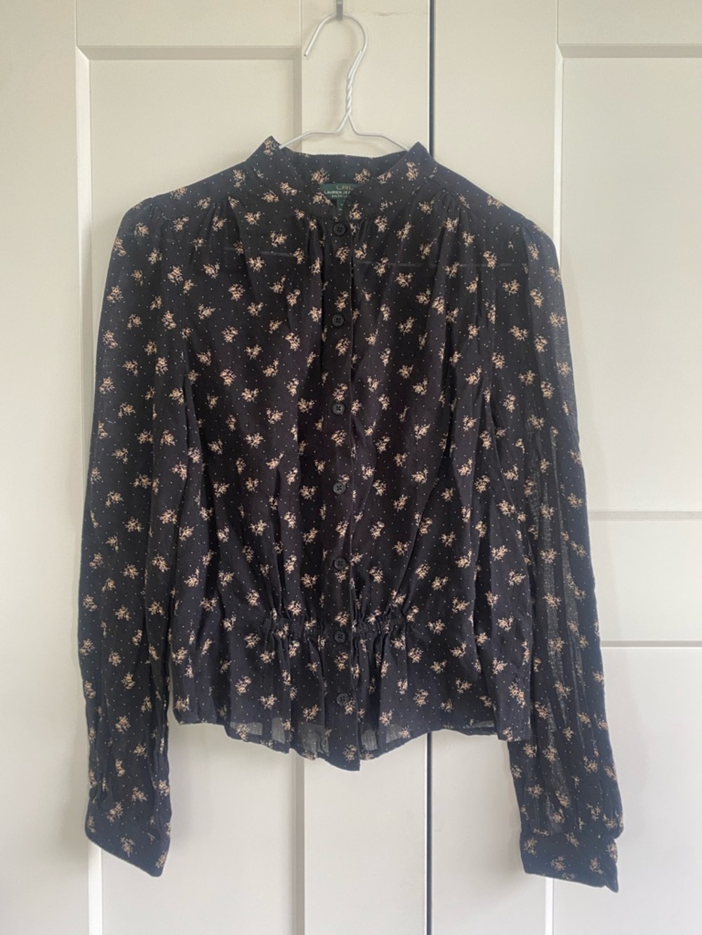 Lauren Ralph Lauren Black Button-Front Floral Blouse